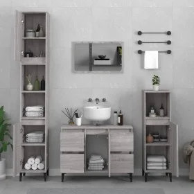 Sonoma gray plywood 3-piece bathroom furniture set by vidaXL, Bathroom furniture - Ref: Foro24-3185611, Price: 220,43 €, Disc...