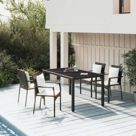 Set de muebles jardín 5 pzas con cojines ratán sintético negro
