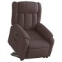 Sillón eléctrico reclinable elevable de tela marrón oscuro
