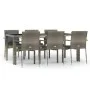 Set comedor jardín 7 pzas y cojines ratán sintético gris de vidaXL, Conjuntos de jardín - Ref: Foro24-3157961, Precio: 560,88...