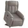 Sillón eléctrico reclinable elevable de tela gris taupe
