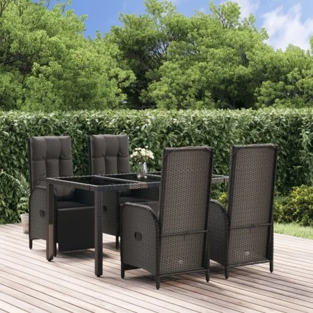 5-teiliges Gartenmöbel-Set mit schwarzen synthetischen Rattankissen von vidaXL, Gartensets - Ref: Foro24-3185061, Preis: 727,...