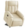 Sillón eléctrico reclinable elevable de tela color crema