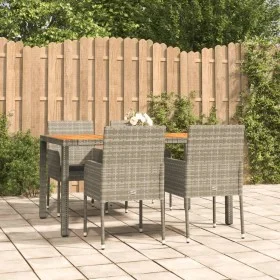 5-piece garden dining set with gray synthetic rattan cushions by vidaXL, Garden sets - Ref: Foro24-3185019, Price: 362,09 €, ...