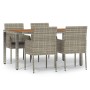 5-teiliges Garten-Essset mit grauen Kissen aus synthetischem Rattan von vidaXL, Gartensets - Ref: Foro24-3185019, Preis: 373,...