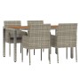 5-teiliges Garten-Essset mit grauen Kissen aus synthetischem Rattan von vidaXL, Gartensets - Ref: Foro24-3185019, Preis: 373,...