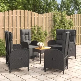 5-teiliges Gartenmöbel-Set mit schwarzen synthetischen Rattankissen von vidaXL, Gartensets - Ref: Foro24-3185090, Preis: 581,...