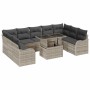 Conjunto de sofá de jardín 10 pcs Gris claro Poliratán