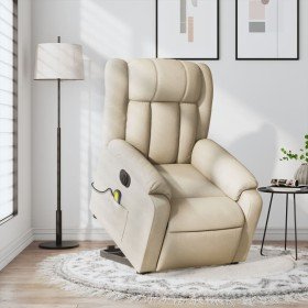 Sillón de masaje eléctrico reclinable elevable tela crema en Sillones | Comprar online en Foro24