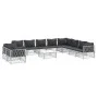 11-teiliges Gartenmöbel-Set mit Kissen aus weißem Stahl von vidaXL, Gartensets - Ref: Foro24-3186928, Preis: 744,13 €, Rabatt: %