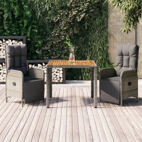 3-piece garden dining set with gray synthetic rattan cushions by vidaXL, Garden sets - Ref: Foro24-3185044, Price: 389,46 €, ...
