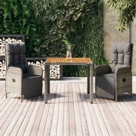 3-piece garden dining set with gray synthetic rattan cushions by vidaXL, Garden sets - Ref: Foro24-3185044, Price: 404,55 €, ...
