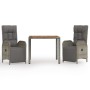 3-piece garden dining set with gray synthetic rattan cushions by vidaXL, Garden sets - Ref: Foro24-3185044, Price: 389,46 €, ...
