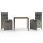 3-piece garden dining set with gray synthetic rattan cushions by vidaXL, Garden sets - Ref: Foro24-3185044, Price: 420,40 €, ...