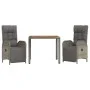 3-piece garden dining set with gray synthetic rattan cushions by vidaXL, Garden sets - Ref: Foro24-3185044, Price: 420,40 €, ...