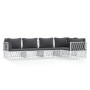 5-teiliges Gartenmöbel-Set und weiße Stahlkissen von vidaXL, Gartensets - Ref: Foro24-3186872, Preis: 337,19 €, Rabatt: %
