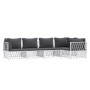 5-teiliges Gartenmöbel-Set und weiße Stahlkissen von vidaXL, Gartensets - Ref: Foro24-3186872, Preis: 337,19 €, Rabatt: %