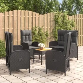 5-teiliges Gartenmöbel-Set mit schwarzen synthetischen Rattankissen von vidaXL, Gartensets - Ref: Foro24-3185088, Preis: 519,...
