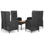 5-teiliges Gartenmöbel-Set mit schwarzen synthetischen Rattankissen von vidaXL, Gartensets - Ref: Foro24-3185088, Preis: 519,...
