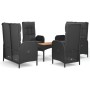 5-teiliges Gartenmöbel-Set mit schwarzen synthetischen Rattankissen von vidaXL, Gartensets - Ref: Foro24-3185088, Preis: 559,...