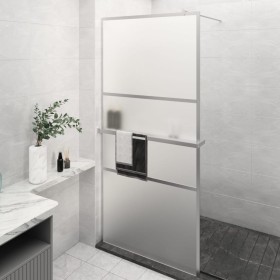 Mampara ducha con estante vidrio ESG aluminio cromado 100x195cm