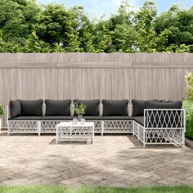 8-teiliges Gartenmöbel-Set mit Kissen aus weißem Stahl von vidaXL, Gartensets - Ref: Foro24-3186884, Preis: 524,91 €, Rabatt: %