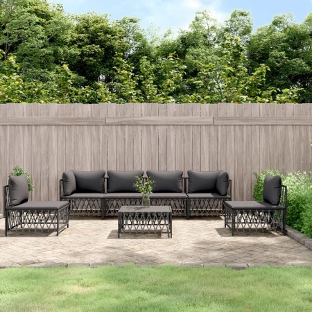 Gartenmöbel-Set 7-teilig und anthrazitgraue Stahlkissen von vidaXL, Gartensets - Ref: Foro24-3186845, Preis: 610,53 €, Rabatt: %