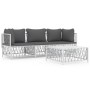 4-teiliges Gartenmöbel-Set und weiße Stahlkissen von vidaXL, Gartensets - Ref: Foro24-3186818, Preis: 255,61 €, Rabatt: %