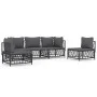Juego muebles de jardín 5 pzas y cojines acero gris antracita de vidaXL, Conjuntos de jardín - Ref: Foro24-3186839, Precio: 4...