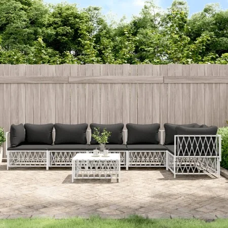 7-piece garden furniture set with white steel cushions by vidaXL, Garden sets - Ref: Foro24-3186878, Price: 443,77 €, Discoun...