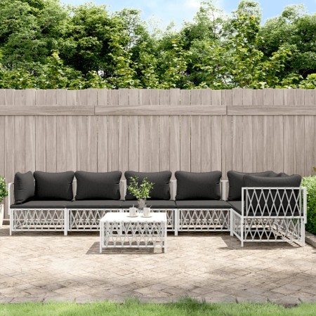 7-teiliges Gartenmöbel-Set mit Kissen aus weißem Stahl von vidaXL, Gartensets - Ref: Foro24-3186878, Preis: 456,12 €, Rabatt: %
