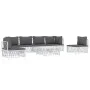 7-teiliges Gartenmöbel-Set mit Kissen aus weißem Stahl von vidaXL, Gartensets - Ref: Foro24-3186844, Preis: 455,93 €, Rabatt: %