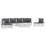 7-teiliges Gartenmöbel-Set mit Kissen aus weißem Stahl von vidaXL, Gartensets - Ref: Foro24-3186844, Preis: 469,43 €, Rabatt: %