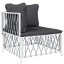 Juego de muebles de jardín 7 piezas con cojines acero blanco de vidaXL, Conjuntos de jardín - Ref: Foro24-3186844, Precio: 45...