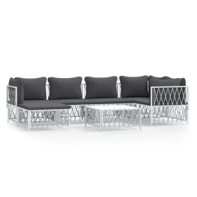 7-piece garden furniture set with cushions white steel by vidaXL, Garden sets - Ref: Foro24-3186894, Price: 409,25 €, Discoun...