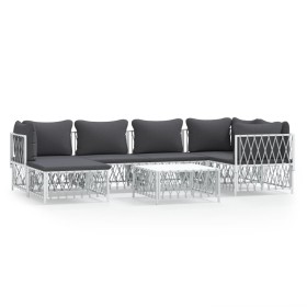 7-teiliges Gartenmöbel-Set mit Kissen aus weißem Stahl von vidaXL, Gartensets - Ref: Foro24-3186894, Preis: 419,99 €, Rabatt: %