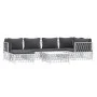 7-teiliges Gartenmöbel-Set mit Kissen aus weißem Stahl von vidaXL, Gartensets - Ref: Foro24-3186894, Preis: 408,48 €, Rabatt: %