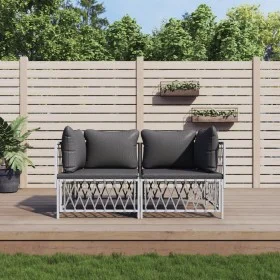 2-piece garden furniture set with white steel cushions by vidaXL, Garden sets - Ref: Foro24-3186812, Price: 126,82 €, Discoun...