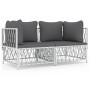 2-teiliges Gartenmöbel-Set mit Kissen aus weißem Stahl von vidaXL, Gartensets - Ref: Foro24-3186812, Preis: 127,91 €, Rabatt: %