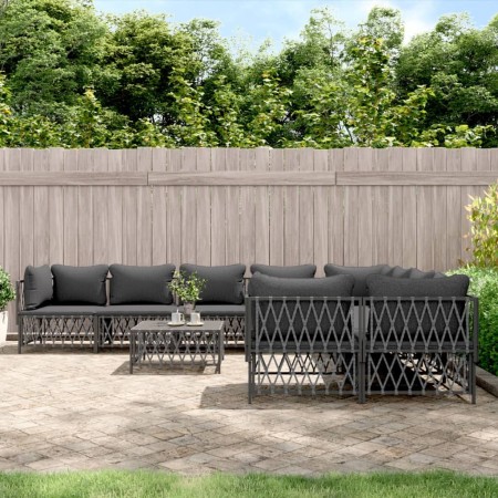 Juego muebles de jardín 9 pzas y cojines acero gris antracita de vidaXL, Conjuntos de jardín - Ref: Foro24-3186933, Precio: 8...