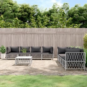 9-piece garden furniture set with cushions white steel by vidaXL, Garden sets - Ref: Foro24-3186830, Price: 627,87 €, Discoun...