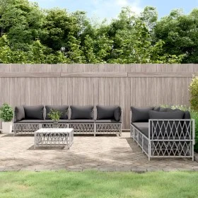 9-piece garden furniture set with cushions white steel by vidaXL, Garden sets - Ref: Foro24-3186830, Price: 620,31 €, Discoun...