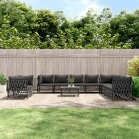 Garden furniture set 11 pieces and cushions anthracite gray steel by vidaXL, Garden sets - Ref: Foro24-3186929, Price: 984,13...