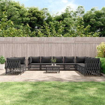 Garden furniture set 11 pieces and cushions anthracite gray steel by vidaXL, Garden sets - Ref: Foro24-3186929, Price: 997,79...