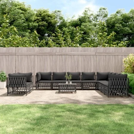 Garden furniture set 11 pieces and cushions anthracite gray steel by vidaXL, Garden sets - Ref: Foro24-3186929, Price: 984,02...