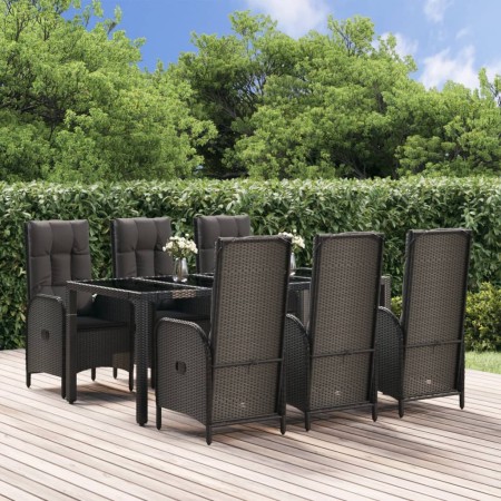Garten-Essgruppe 7-teilig und schwarzgraue synthetische Rattankissen von vidaXL, Gartensets - Ref: Foro24-3185057, Preis: 881...