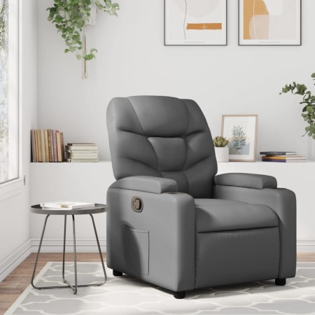 Sillón reclinable de piel sintética gris