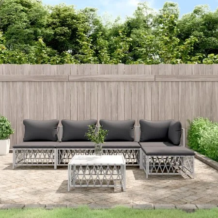 6-piece garden furniture set and white steel cushions by vidaXL, Garden sets - Ref: Foro24-3186858, Price: 364,31 €, Discount: %