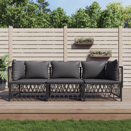 Gartenmöbel-Set 3-teilig und anthrazitgraue Stahlkissen von vidaXL, Gartensets - Ref: Foro24-3186817, Preis: 274,97 €, Rabatt: %
