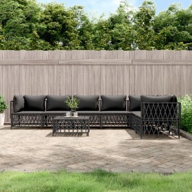 8-teiliges Gartenmöbel-Set mit anthrazitgrauen Stahlkissen von vidaXL, Gartensets - Ref: Foro24-3186885, Preis: 703,28 €, Rab...